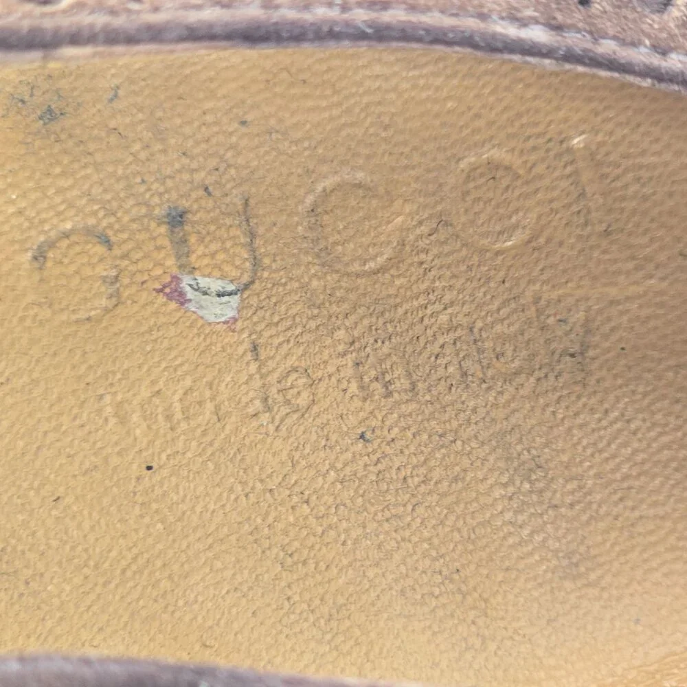 Gucci Italy Men size 7.5E Brown Suede Wingtip Derby Oxfords Designer Dress Shoes